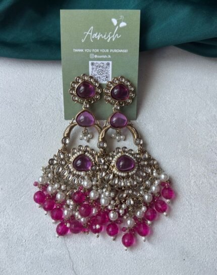 Pink Kundan Earring
