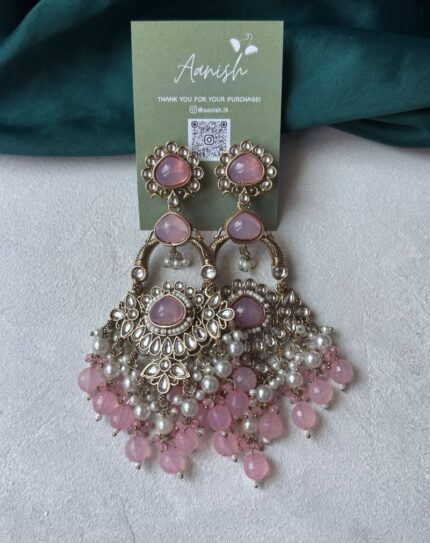 Pink Kundan Earring