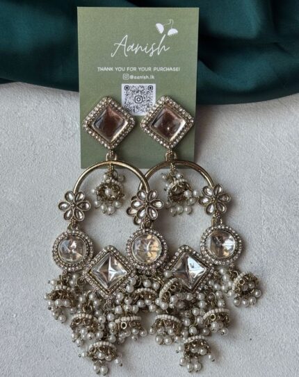 Earrings with White Stones