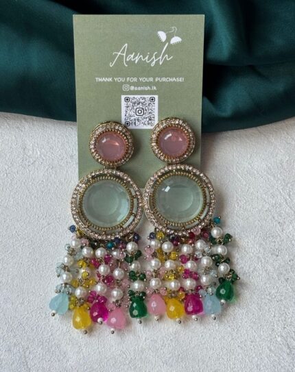 Mint&Pink Stone Earrings