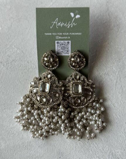 Pearl with White Stone Kundan Earring