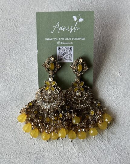Yellow Kundan Earring
