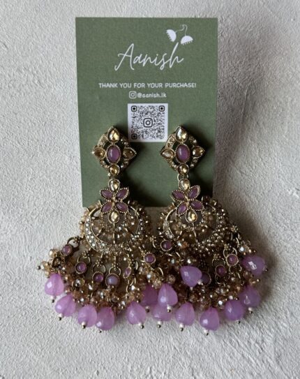 Lilac Kundan Earring