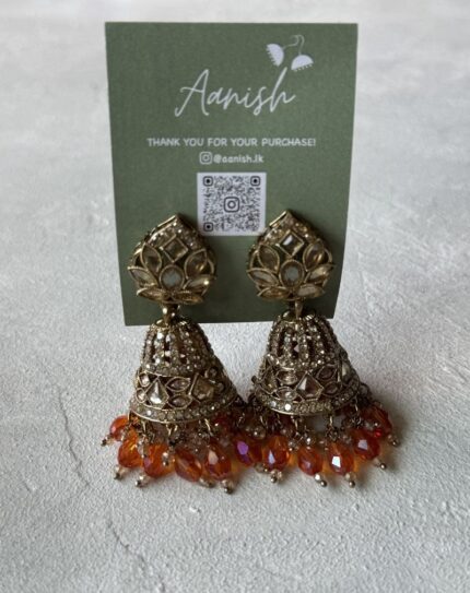 Orange Kundan Jhumka