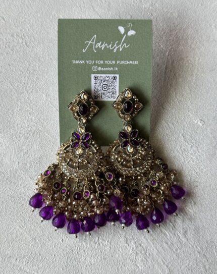 Purple Kundan Earring