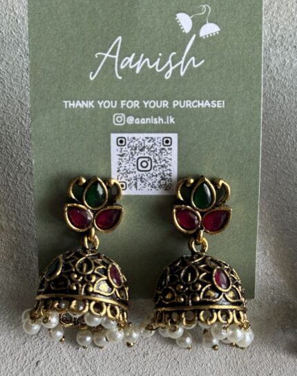 Oxidized Gold Earring
