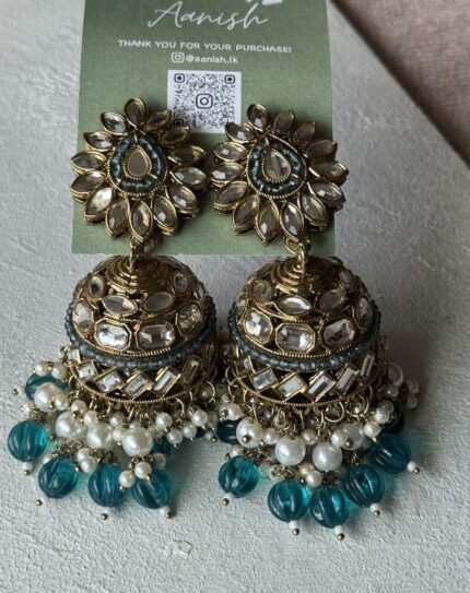 Turquoise Kundan Jhumka