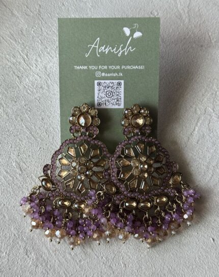 Lilac Kundan Earring