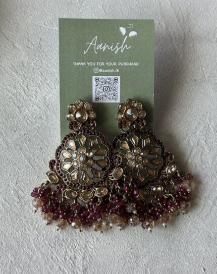Magenta Kundan Earring