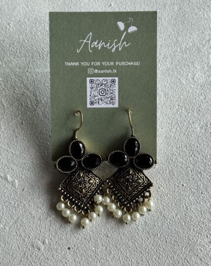 Oxidized Gold Earring