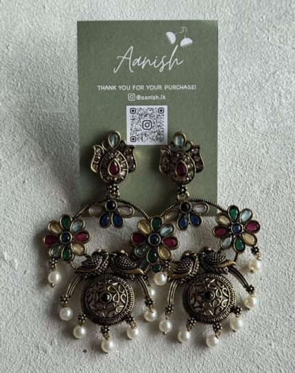 Oxidized Gold Earring