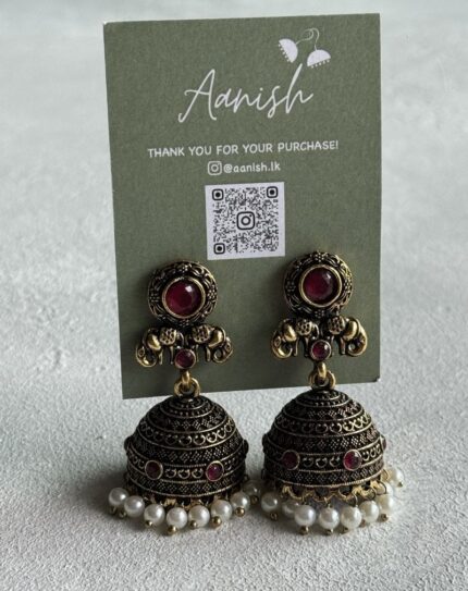 Oxidized Gold Earring