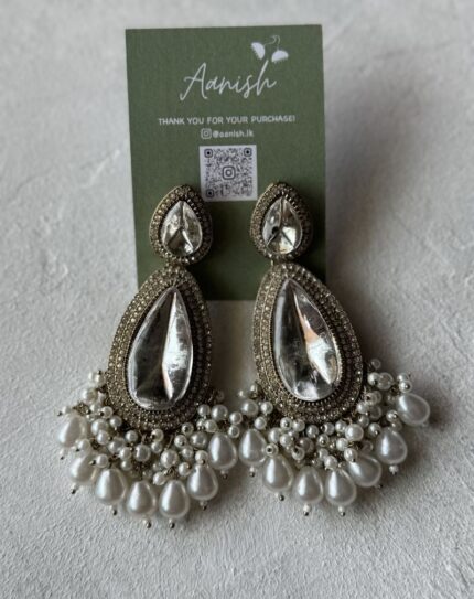 White Kundan Earring