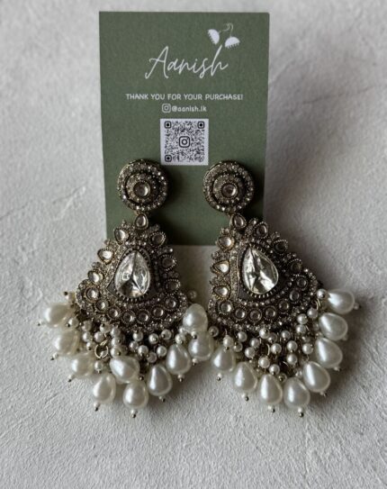 White Kundan Earring