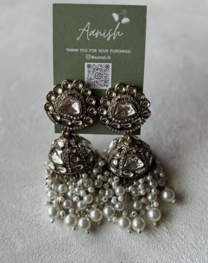 White Kundan Jhumka