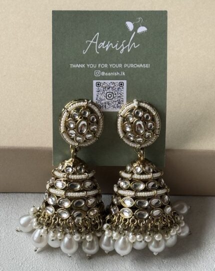 Dull Gold Jhumka with Pearls
