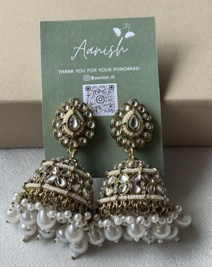 Dull Gold Jhumka with Pearls