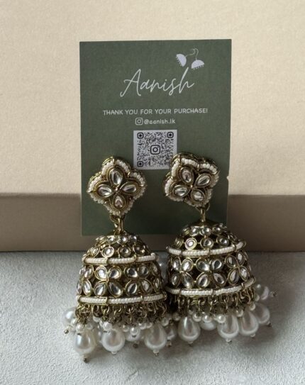Dull Gold Jhumka with Pearls
