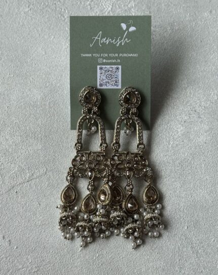 Dull Gold Earring With Stones