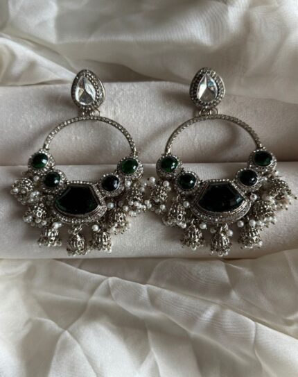 Dark Green Stone Earrings