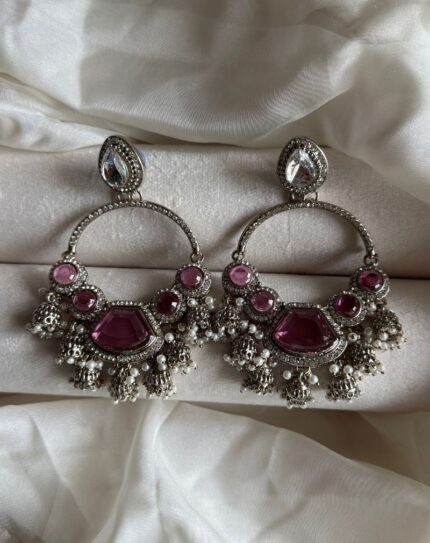 Pink Stone With Cream Pearls
