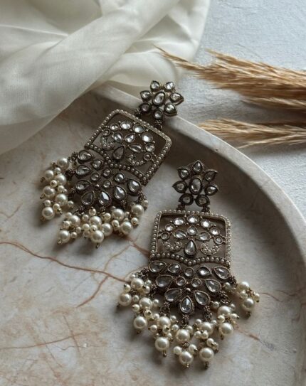 White Stone Earrings
