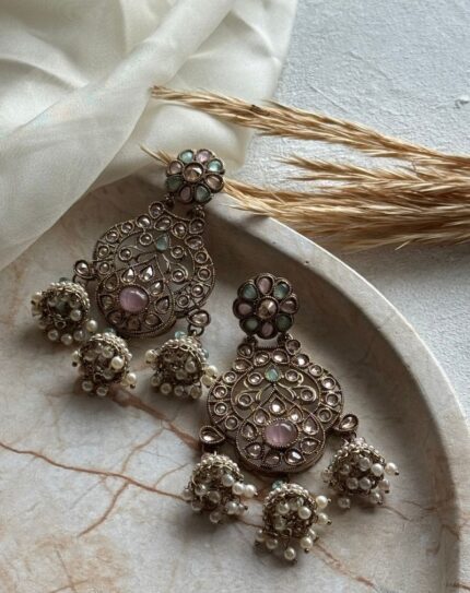 Mint And Pink Stone Earring