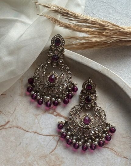 Deep Purple Stone Earrings