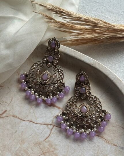 Lilac and Gold Stone with Cream Pearls
