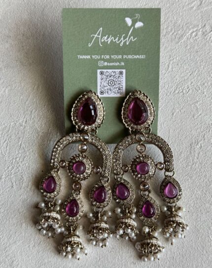 Dark Magenta Stone Earring