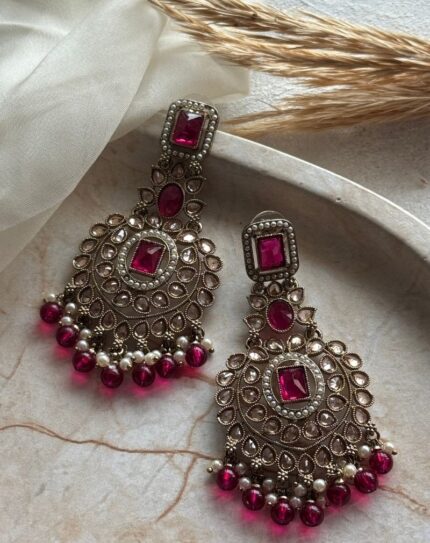 Hot Pink Stone Earring
