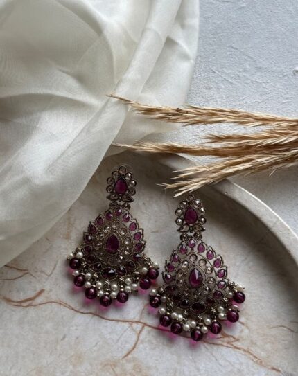 Deep Purple Stone Earrings