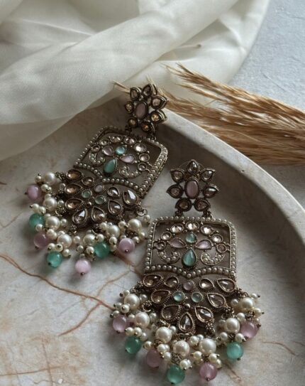 Mint and Pink Stone with Cream Pearls