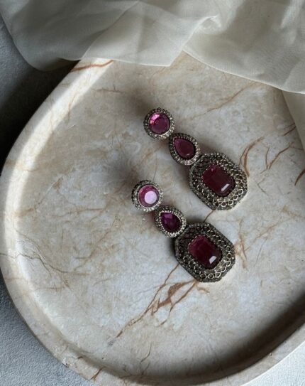Pink Stone Earrings