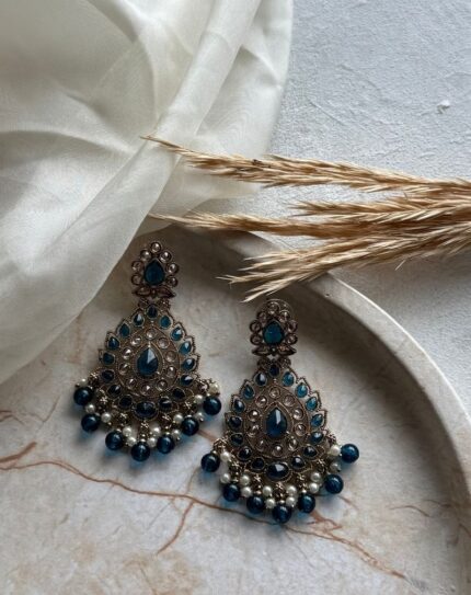 Dark Blue Stone Earrings