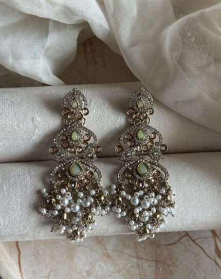 Mint Green Stone with Cream Pearls